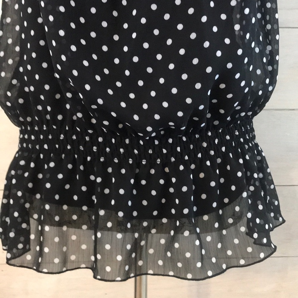 *🆕 NY Collection Black Polka Dot Top XL Petite - Picture 3 of 6